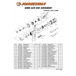 JAG-1105MK   Szlifierka pneumatyczna kątowa 6mm z zestawem akcesoriów