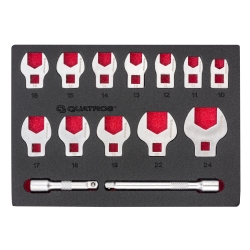 QS50636 Zestaw 14szt. kluczy 3/8" płaskich typu V 10-24mm