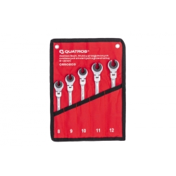 QS50203  Zestaw 5szt. kluczy przegubowych oczkowych otwartych z grzechotką 8-12mm